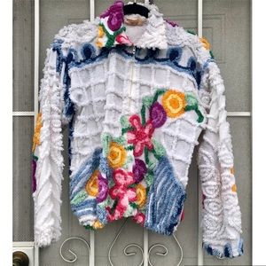 80’s Vintage Chenille Zip Up Sweater Light Jacket